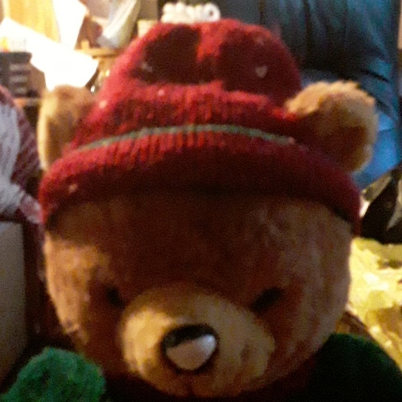 Stuffed  Christmas  Teddy bear  with clothes. - Picture 2 of 3